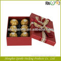 new luxury round chocolate paper box with paper divider and fabric bownot , paper gift box